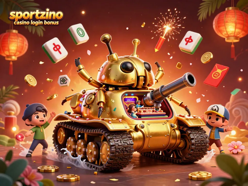 Claim the sportzino casino login bonus with a dynamic illustration of a golden beetle tank casino experience.