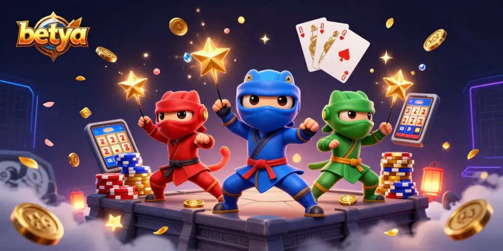 Engage with Betya's thrilling casino experience featuring ninja chameleons and dazzling game elements