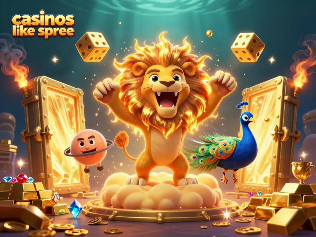 Experience casinos like spree with vibrant slot games amidst gold and gems.