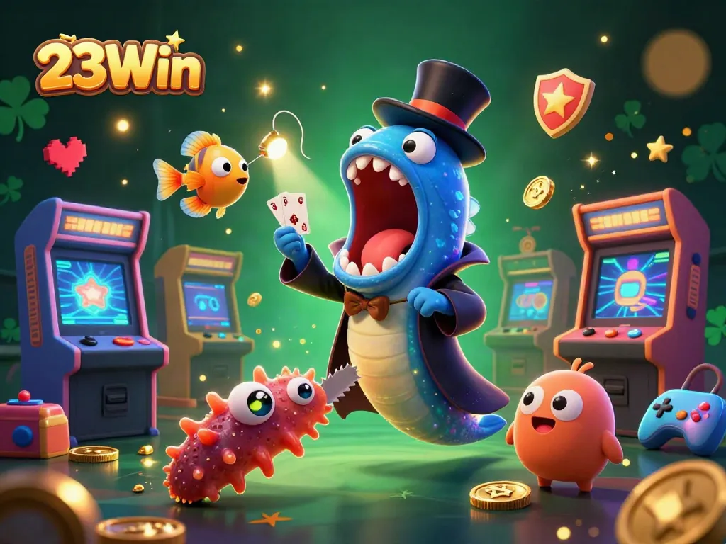 Experience thrilling card tricks with 23Win's vibrant underwater casino illustration.