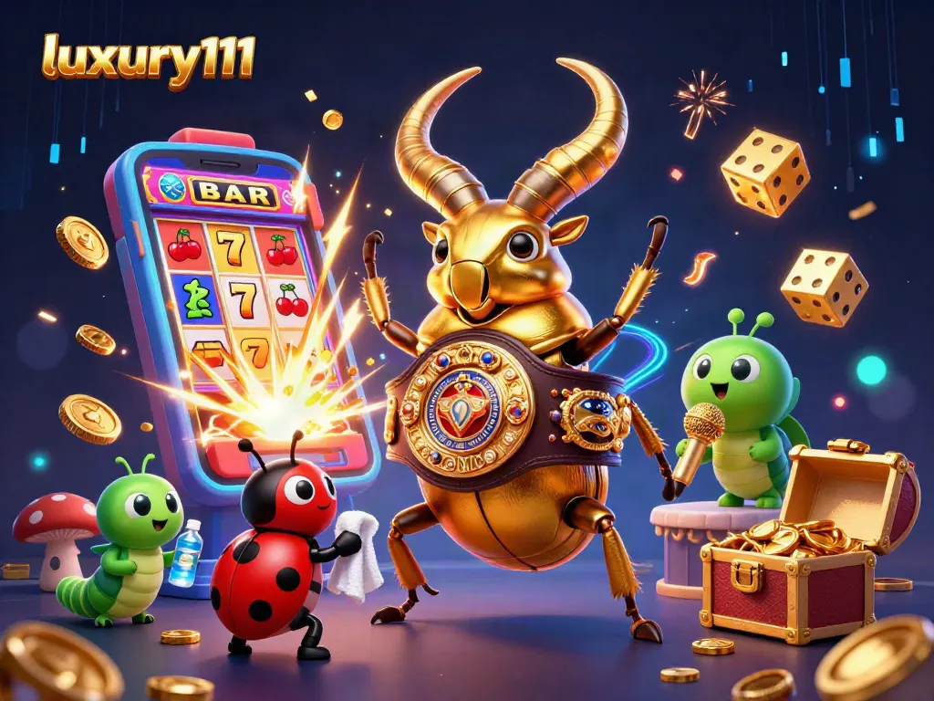 Engage in action with luxury111 as characters battle on a vibrant casino-themed stage.