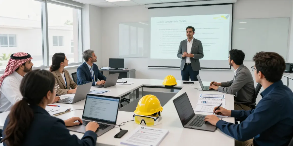 Training Institute Saudi Arabia conducting interactive HSE training session for professionals.