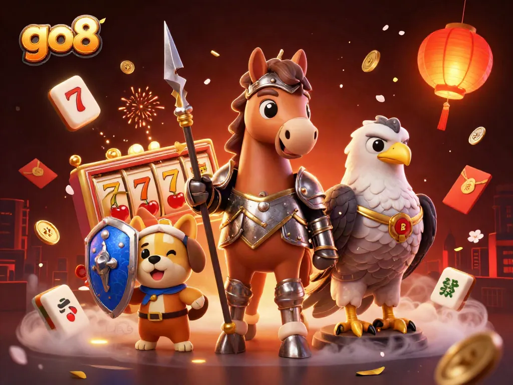 Experience exhilarating wins with go8's vibrant casino scene, featuring slots and medieval characters.