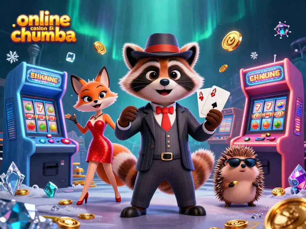 Experience vibrant gameplay at an online casino like Chumba with a raccoon, fox, and hedgehog characters.