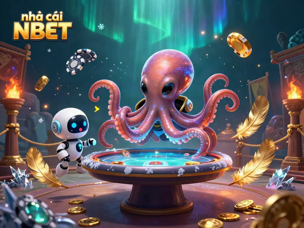 Join the excitement at nhà cái NBET with this vivid alien casino scene full of vibrant gaming elements.