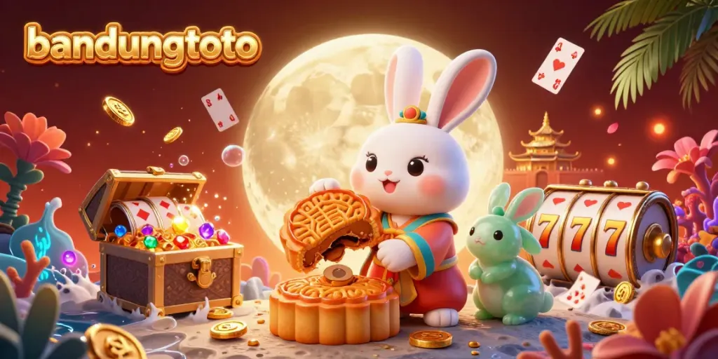Experience the excitement of bandungtoto with a dynamic illustration featuring gaming elements amidst a vibrant moonlit scene.
