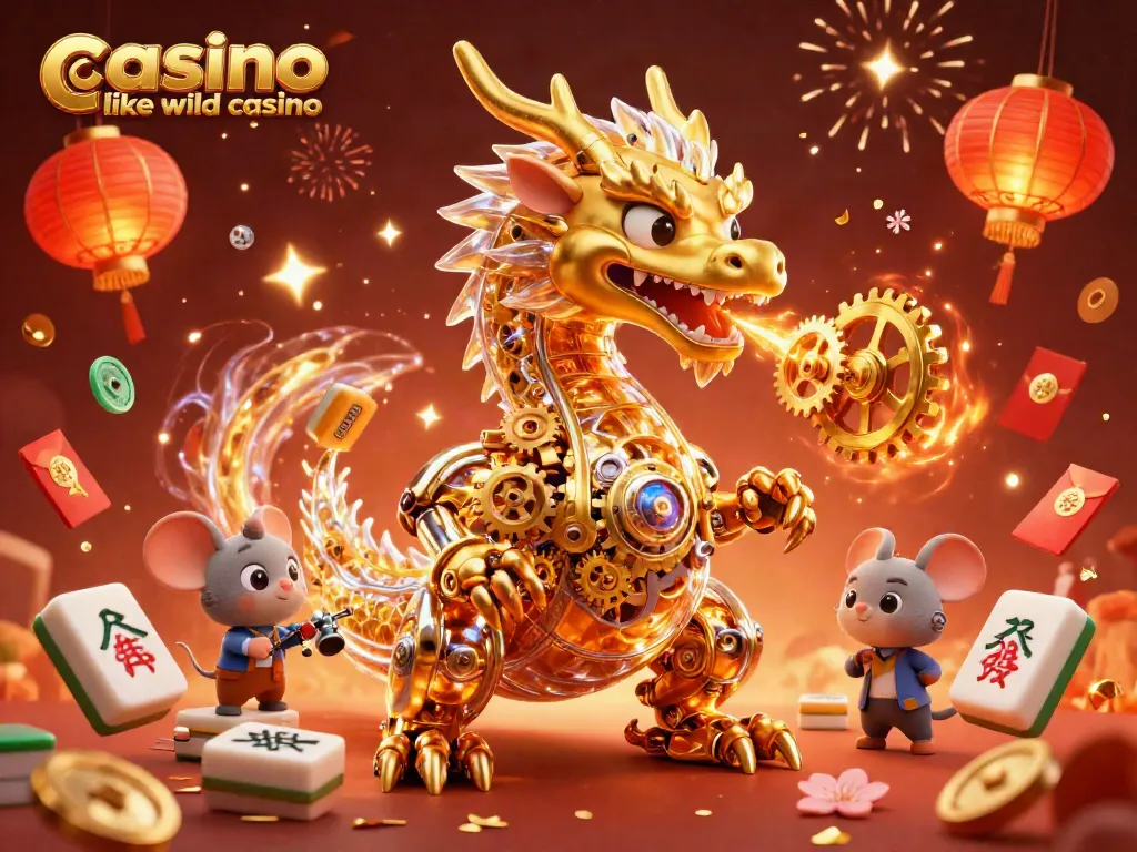 Experience an enchanting scene featuring a dragon breathing gears and cogs, capturing the essence of a casino like wild casino.