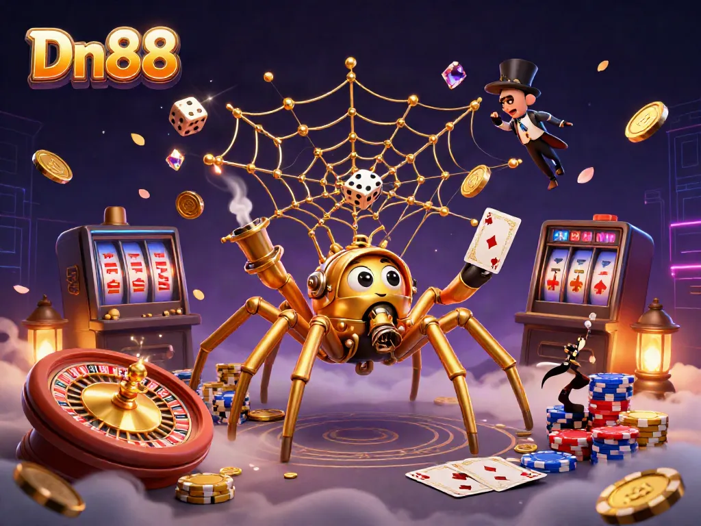 Experience the thrill of Dn88 with a captivating 3D casino scene full of dynamic gaming elements.