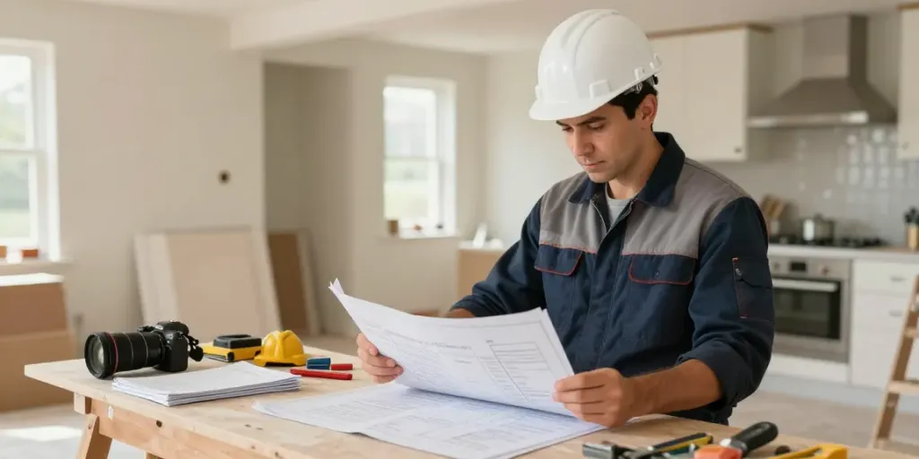 Wish4D trusted provider reviewing plans at a home renovation site.