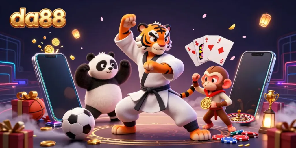Engage with da88 sports betting action featuring charismatic characters in a vibrant casino scene.