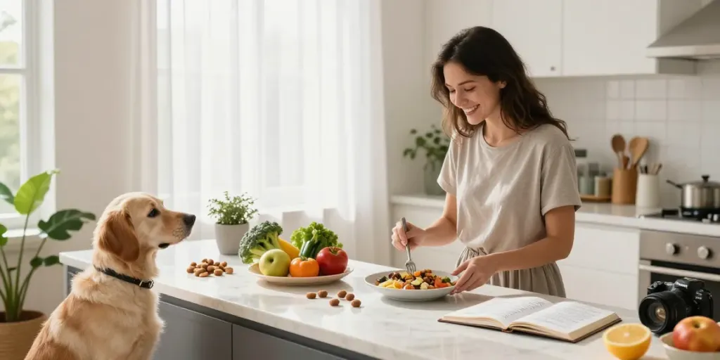 Calming Dog Treats on a kitchen counter for a nutritional pet care routine in a bright space.