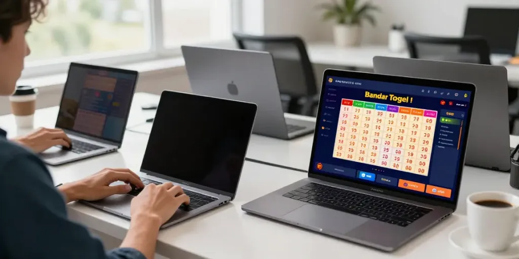 Pengguna terlibat dengan antarmuka Bandar Togel dalam ruang kerja modern dan stylish.