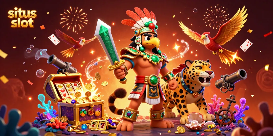 Menangkan jackpot dengan situs slot yang menampilkan pejuang Aztec dan simbol keberuntungan.