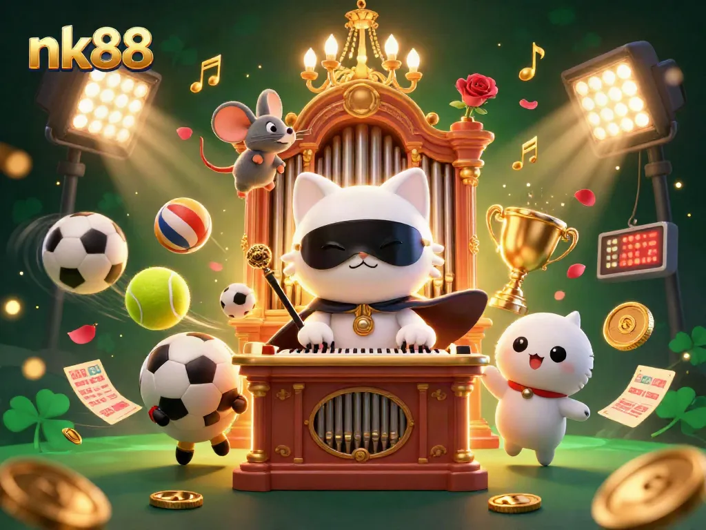 Bet on excitement with nk88 featuring a playful casino scene and dynamic sports elements.