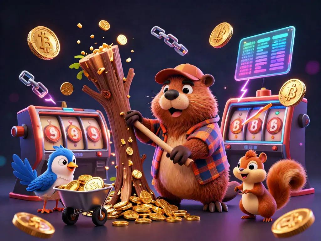 Experience the thrill of jw88 bet with a dynamic scene featuring a beaver, bird, and squirrel in a casino.