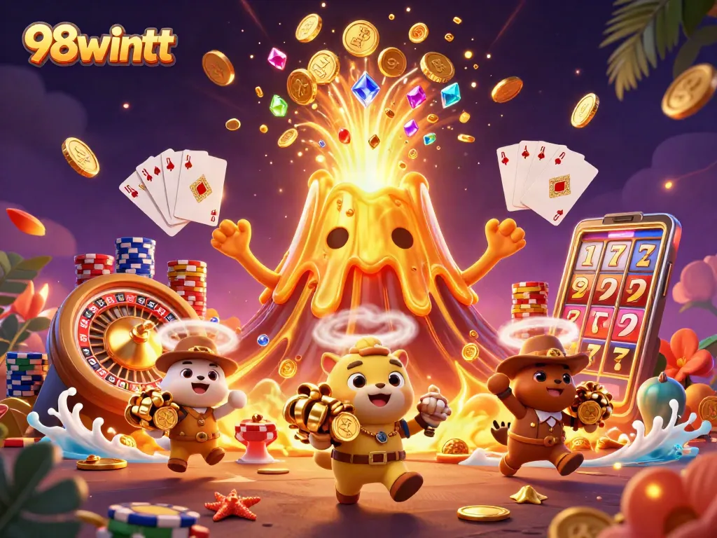 Experience thrilling wins at 98wintt with vibrant casino elements and dynamic treasures.