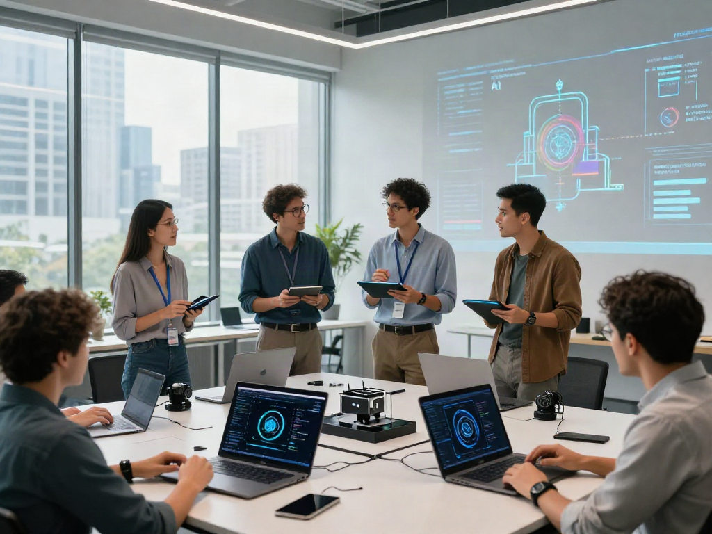 Dynamic tech team discussing what are AI tokens and AI infrastructure in modern office space.