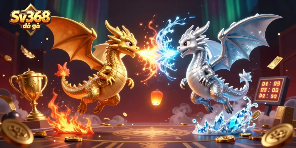 Engage in thrilling Sv368 đá gà battles with dynamic dragons and fierce competition elements.
