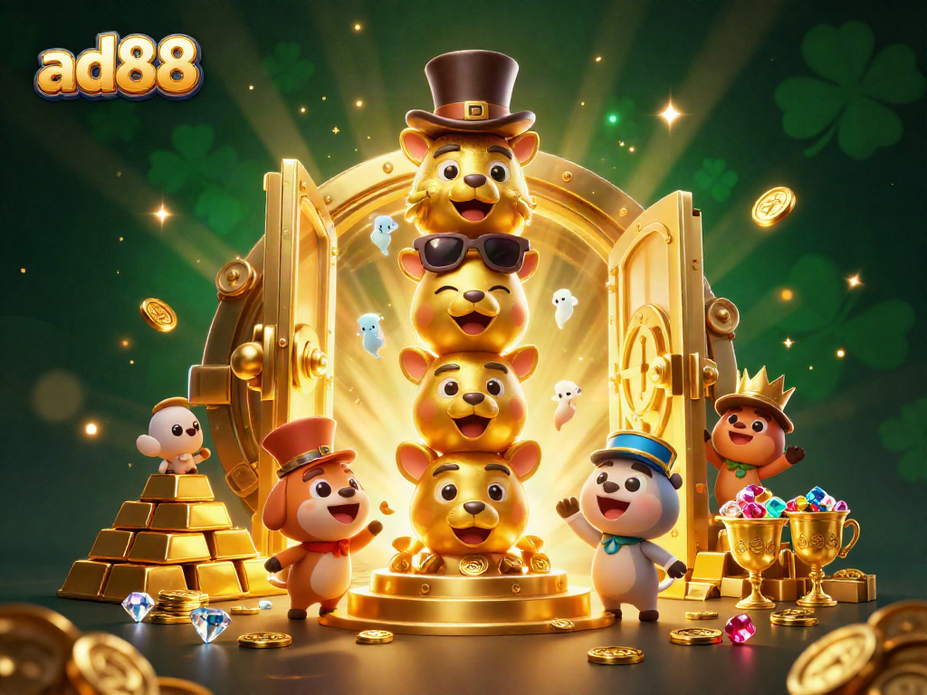 Spin to win at ad88 in a vibrant, ultra-detailed casino illustration showcasing luck and excitement.