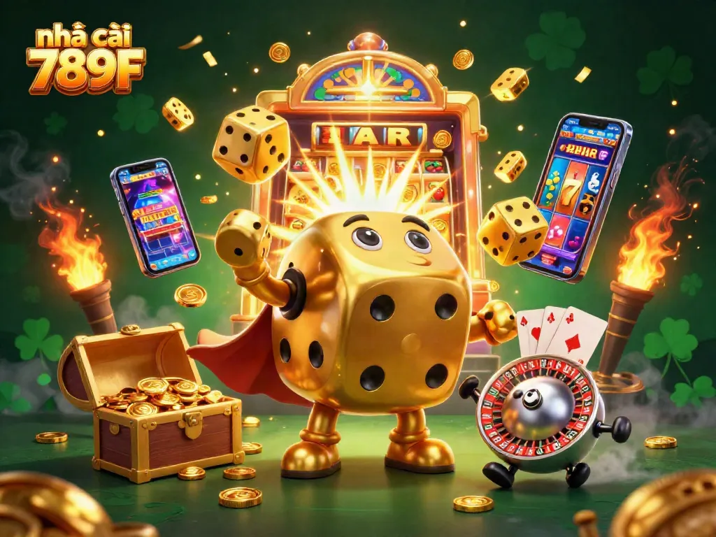 Engage with thrilling action at nhà cái 789F featuring vibrant casino games and golden elements.
