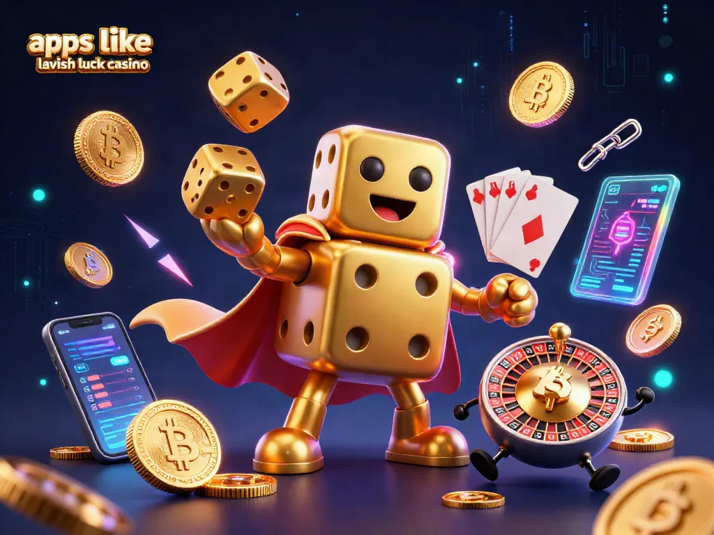 Spin and win big at apps like lavish luck casino with golden dice and vibrant casino elements