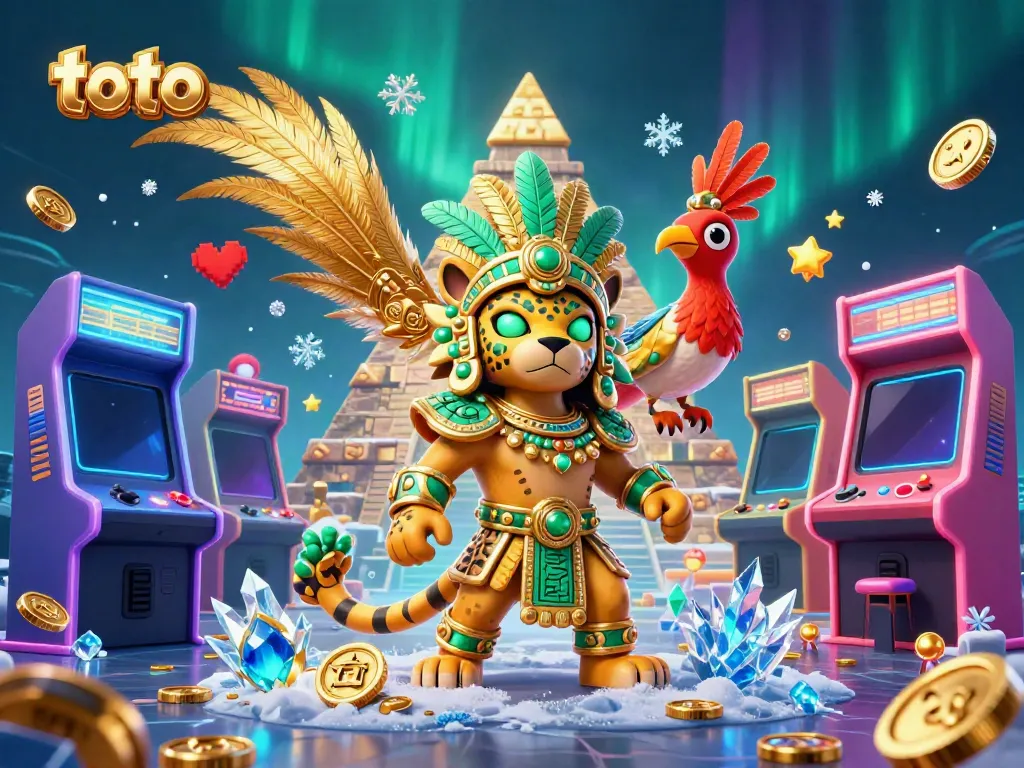 Experience the thrilling excitement of toto with our vibrant casino game scene featuring a Mayan jaguar priest.