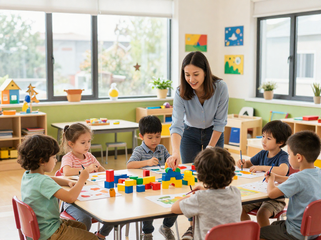 Engaging inquiry-based learning at pre schools in Singapore, children exploring in a vibrant classroom.