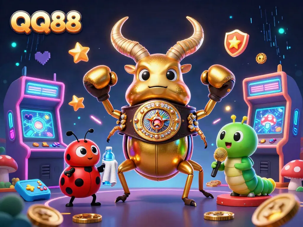 Engage in thrilling gaming with QQ88 in this vibrant casino-themed 3D illustration.