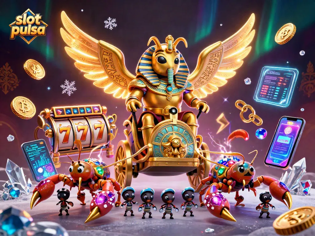 Engage in thrilling slot pulsa action as vibrant characters and gold coins fill the casino scene.