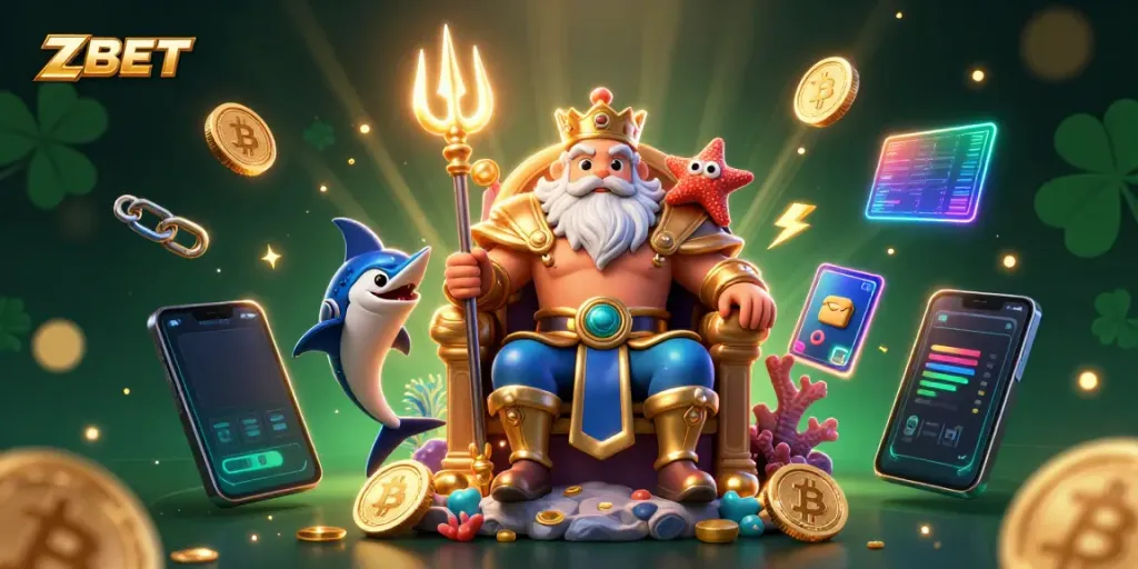 ZBET invites players to a world of online gaming with vibrant characters and crypto visuals.