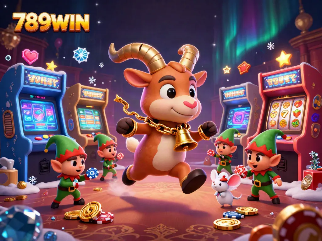 Win big at 789WIN with excitement in this festive gaming illustration featuring characters and casino elements.