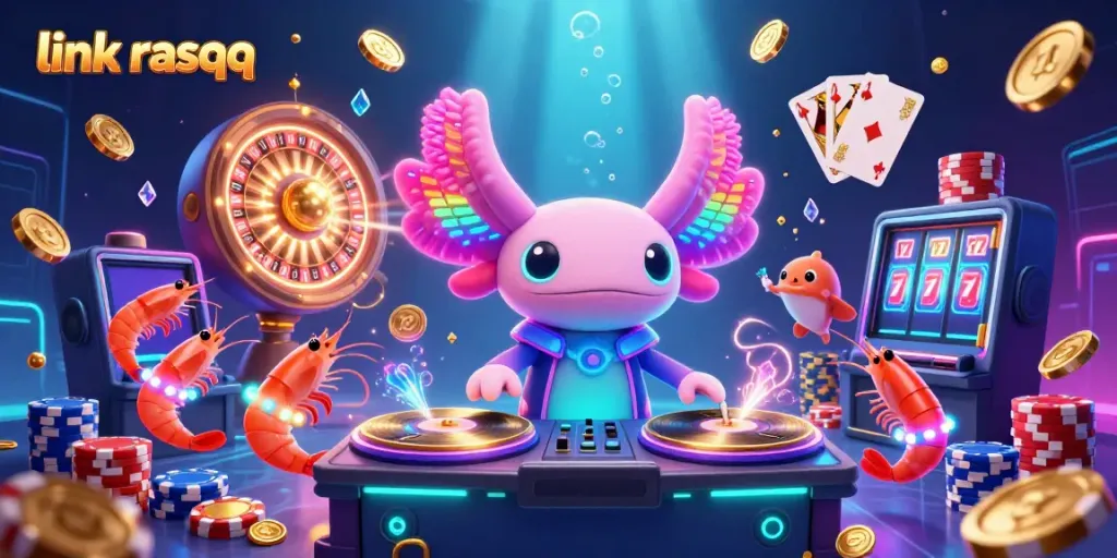 Experience the excitement at link rasqq with vibrant casino elements in a dynamic underwater party scene.