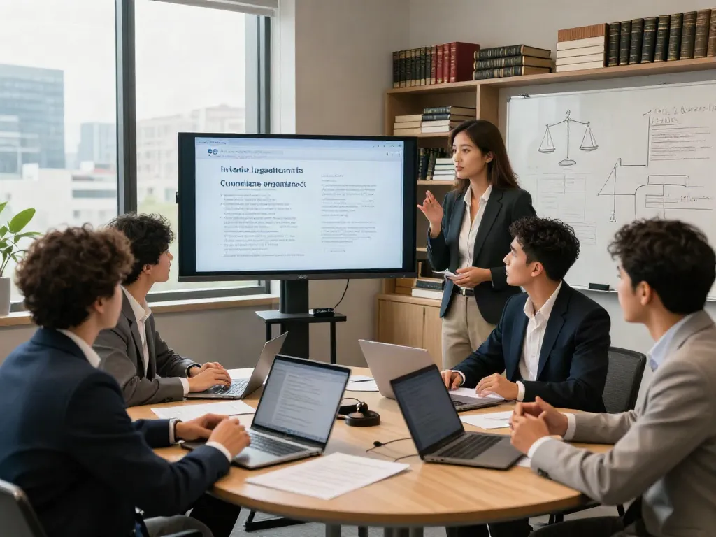 Lead Roedl professionals collaborating in a modern legal consultation space.