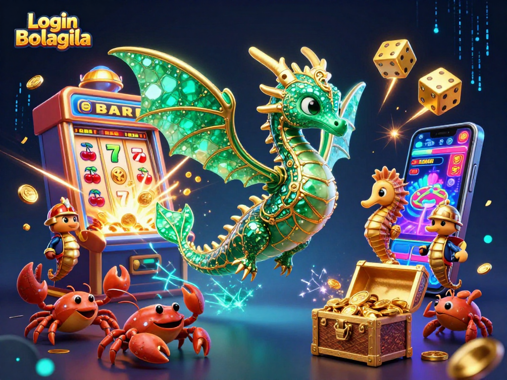 Spin the reels with Login Bolagila at vibrant 3D casino slot scene bursting with excitement.