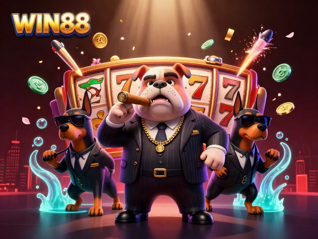 Experience thrilling gameplay at WIN88 with a vibrant casino scene featuring lucky 7s and golden jackpots.
