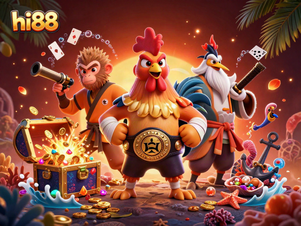 Experience exciting gameplay at hi88 with vibrant characters and casino elements in a stunning 3D illustration.