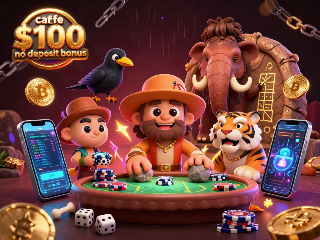 Engage in the cafe casino $100 no deposit bonus with our exciting prehistoric casino scene featuring unique characters.