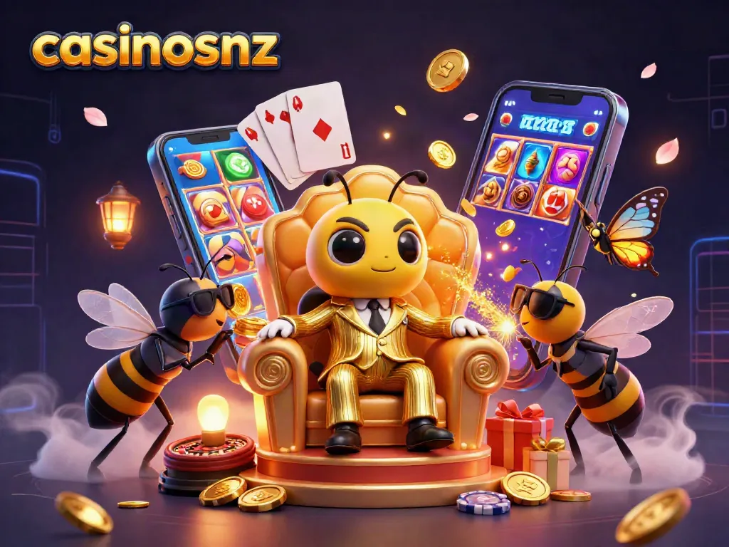 Try your luck with casinosnz in this vibrant 3D casino illustration featuring exciting gaming elements.